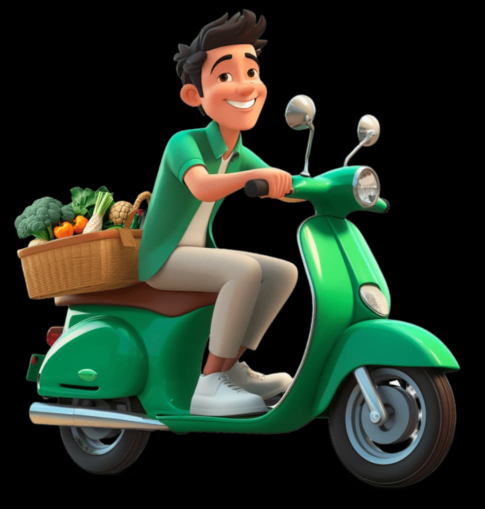 Delivery person on scooter